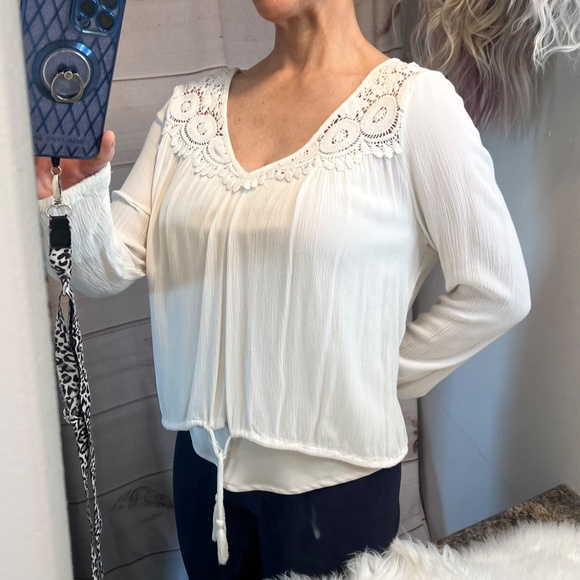 🔥2/$10 |•BILLABONG•| Crochet Trim Peasant Style Top Drawstring Bottom Size Med - Picture 4 of 11